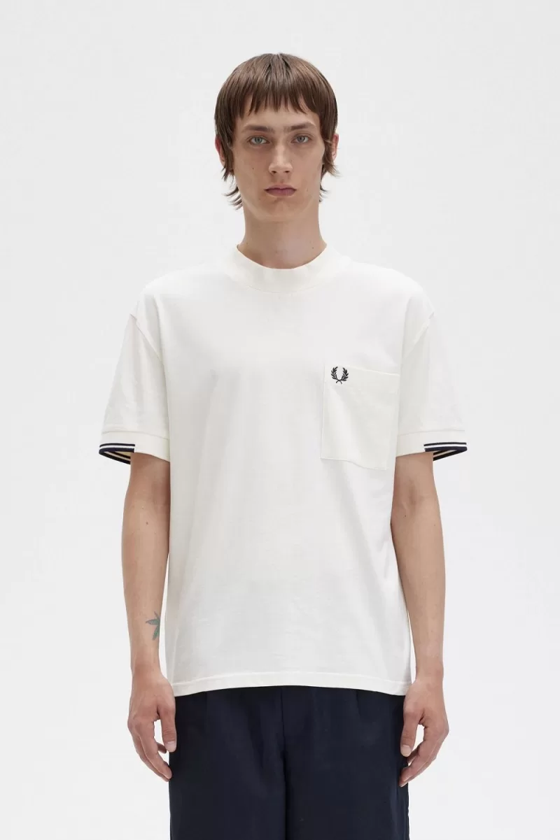 Fred Perry Tipped Sleeve Men’s T-Shirt Beige IOTWD3475 Fred Perry Tipped Sleeve Men’s T-Shirt Beige IOTWD3475