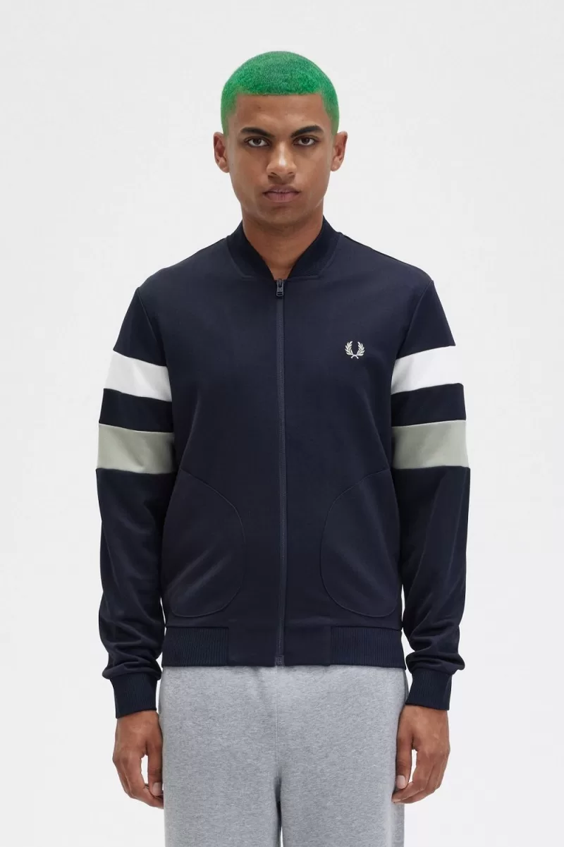Fred Perry Tipped Sleeve Men’s Track Jackets Navy AKOPC1758 Fred Perry Tipped Sleeve Men’s Track Jackets Navy AKOPC1758