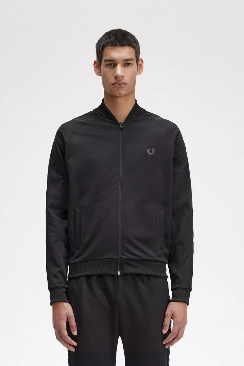 Fred Perry Tonal Tape Men’s Track Jackets Black HOZMV6329 Fred Perry Tonal Tape Men’s Track Jackets Black HOZMV6329