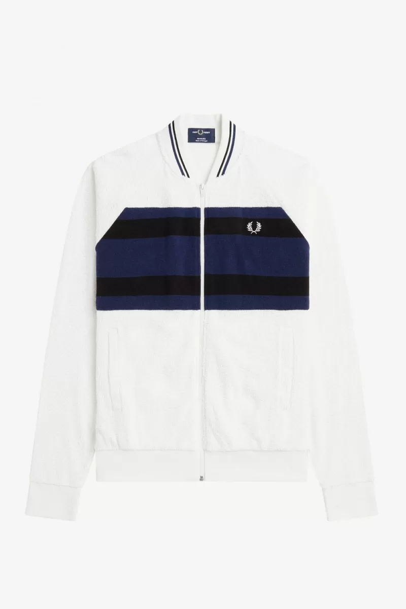 Fred Perry Towelling Bomber Jacket Men’s Track Jackets Snow White TDUHL5217 Fred Perry Towelling Bomber Jacket Men’s Track Jackets Snow White TDUHL5217