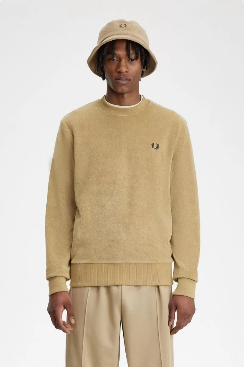 Fred Perry Towelling Crew Neck Men’s Sweatshirts Green AEKUT8567 Fred Perry Towelling Crew Neck Men’s Sweatshirts Green AEKUT8567