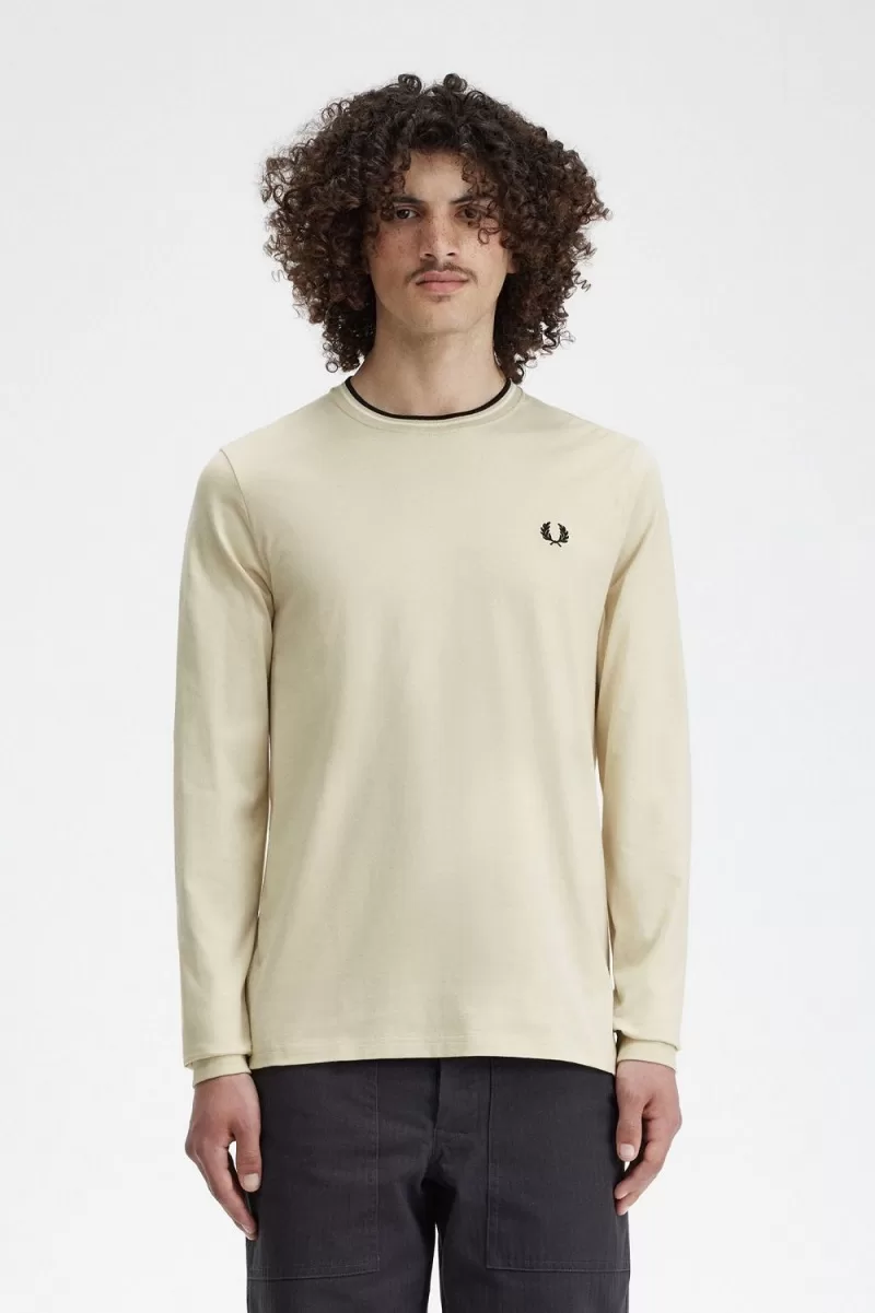 Fred Perry Twin Tipped Men’s T-Shirt Oatmeal Beige Black JIPCX7904 Fred Perry Twin Tipped Men’s T-Shirt Oatmeal Beige Black JIPCX7904