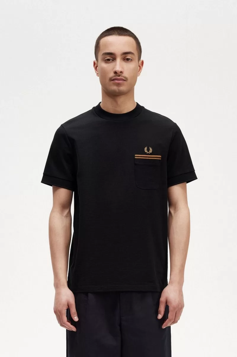 Fred Perry Twin Tipped Pocket Men’s T-Shirt Black IVNKL6894 Fred Perry Twin Tipped Pocket Men’s T-Shirt Black IVNKL6894