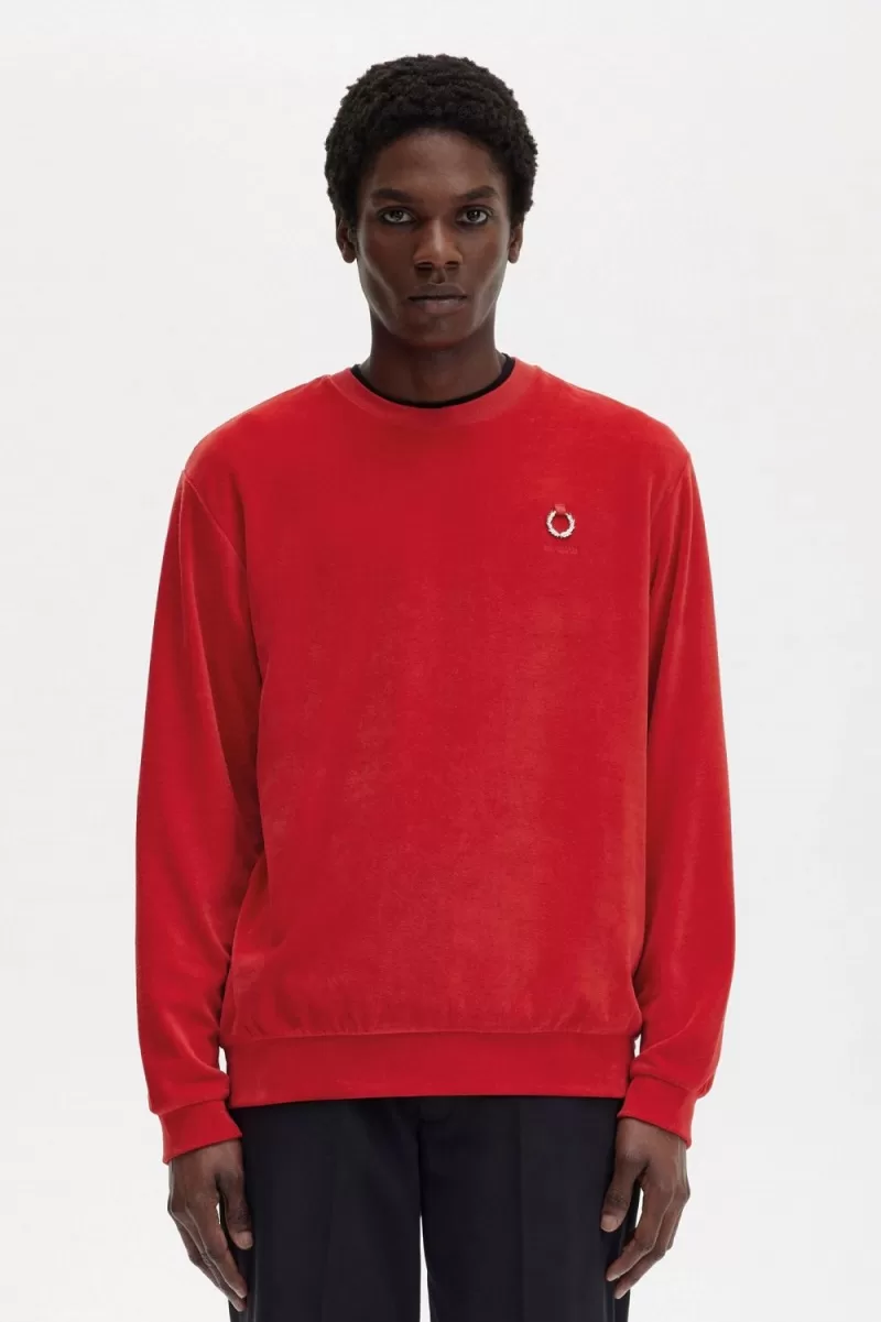 Fred Perry Velour Men’s Sweatshirts Red HAZRX6748 Fred Perry Velour Men’s Sweatshirts Red HAZRX6748