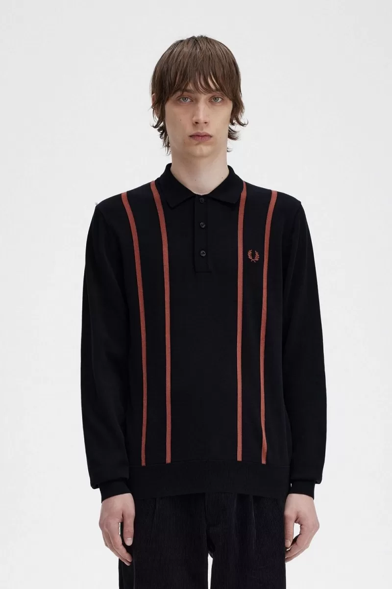 Fred Perry Vertical Stripe Knitted Men’s Shirt Black GJTCI4875 Fred Perry Vertical Stripe Knitted Men’s Shirt Black GJTCI4875
