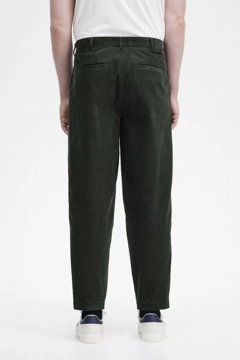 Fred Perry Waffle Cord Tapered Men’s Pants Night Green WKZAX1365