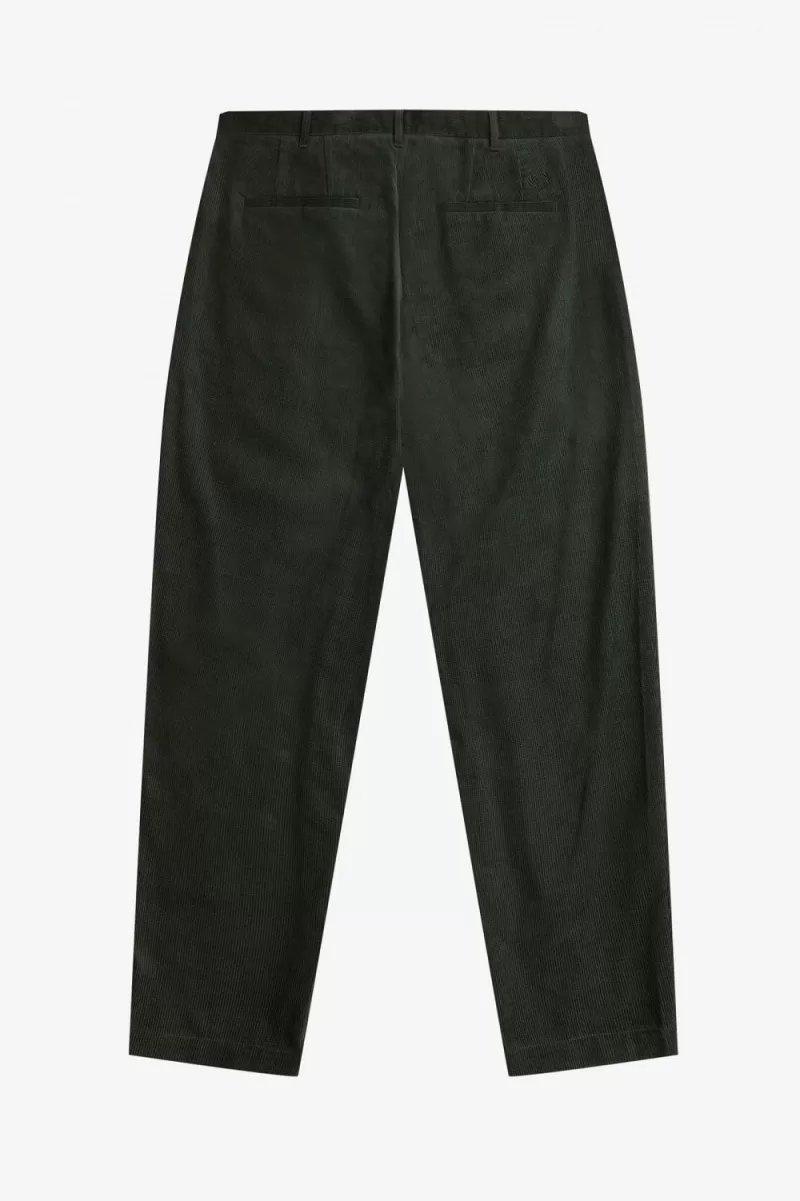 Fred Perry Waffle Cord Tapered Men’s Pants Night Green WKZAX1365