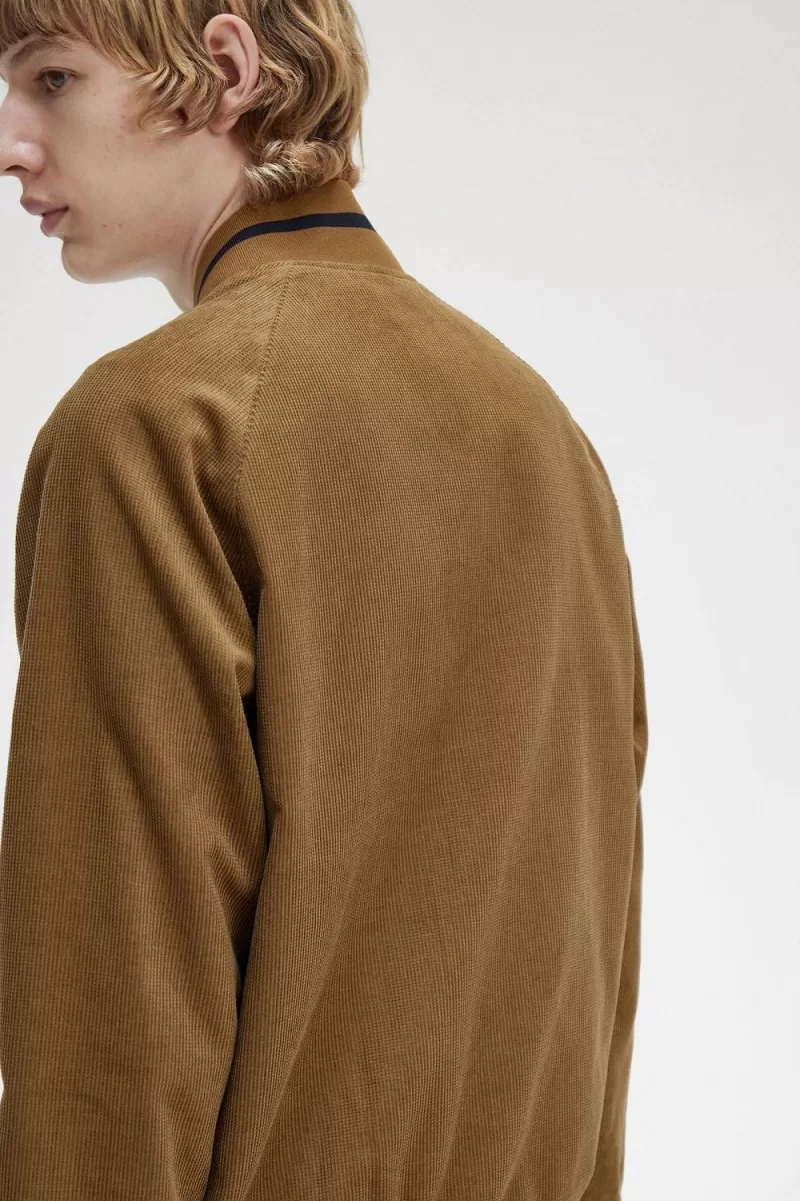 Fred Perry Waffle Cord Tennis Bomber Men’s Jackets Brown ZISML2863