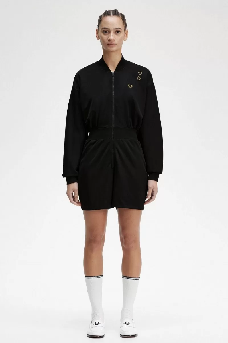 Fred Perry Zip-Through Playsuit Women’s Dress Black JUCTX7584 Fred Perry Zip-Through Playsuit Women’s Dress Black JUCTX7584